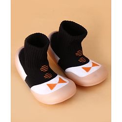 Cute Walk by Babyhug Slip on Sock Shoes with Bow Embroidery - Blue
