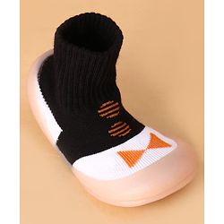 Cute Walk by Babyhug Slip on Sock Shoes with Bow Embroidery - Blue