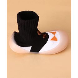 Cute Walk by Babyhug Slip on Sock Shoes with Bow Embroidery - Blue