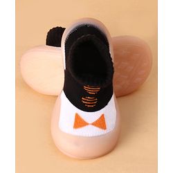 Cute Walk by Babyhug Slip on Sock Shoes with Bow Embroidery - Blue
