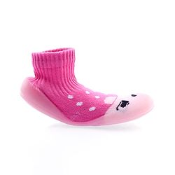 Cute Walk by Babyhug Sock Shoes with Bunny & Polka Dot Design - Fuchsia