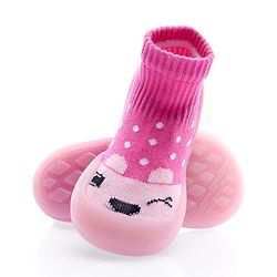 Cute Walk by Babyhug Sock Shoes with Bunny & Polka Dot Design - Fuchsia