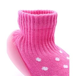 Cute Walk by Babyhug Sock Shoes with Bunny & Polka Dot Design - Fuchsia