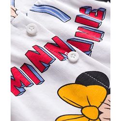 Babyhug Disney Single Jersey Knit Full Sleeves Co-ord Night Suit With Minnie Mouse Print - White