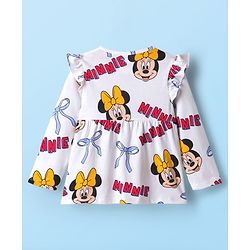 Babyhug Disney Single Jersey Knit Full Sleeves Co-ord Night Suit With Minnie Mouse Print - White