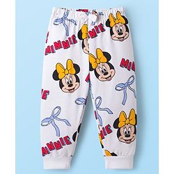 Babyhug Disney Single Jersey Knit Full Sleeves Co-ord Night Suit With Minnie Mouse Print - White