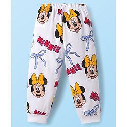 Babyhug Disney Single Jersey Knit Full Sleeves Co-ord Night Suit With Minnie Mouse Print - White
