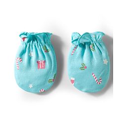 Babyhug 100% Cotton Mittens & Booties With Floral Print - Light Blue