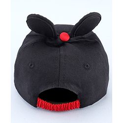 Babyhug Disney Cotton Woven Summer Cap with Mickey Mouse Graphic & 3D Ear Black - Diameter 17 cm