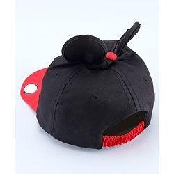 Babyhug Disney Cotton Woven Summer Cap with Mickey Mouse Graphic & 3D Ear Black - Diameter 17 cm