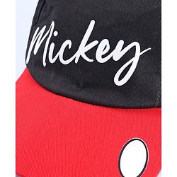 Babyhug Disney Cotton Woven Summer Cap with Mickey Mouse Graphic & 3D Ear Black - Diameter 17 cm