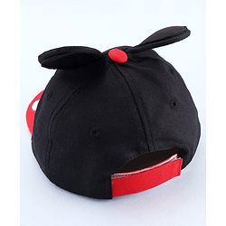 Babyhug Disney Cotton Woven Summer Cap with Mickey Mouse Graphic & 3D Ear Black - Diameter 16.5 cm