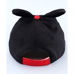 Babyhug Disney Cotton Woven Summer Cap with Mickey Mouse Graphic & 3D Ear Black - Diameter 16.5 cm