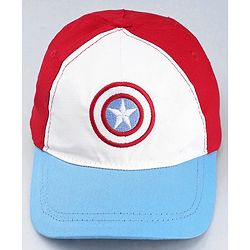 Babyhug Marvel Cotton Woven Summer Cap With Captain America Graphics Multicolor - Diameter 20 cm