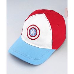 Babyhug Marvel Cotton Woven Summer Cap With Captain America Graphics Multicolor - Diameter 21 cm