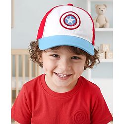 Babyhug Marvel Cotton Woven Summer Cap With Captain America Graphics Multicolor - Diameter 21 cm