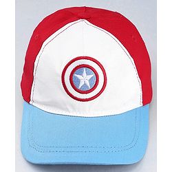 Babyhug Marvel Cotton Woven Summer Cap With Captain America Graphics Multicolor - Diameter 21 cm