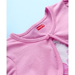 Babyhug Single Jersey Knit Half Sleeves Frock With Shrug With  Floral Print - Pink & White