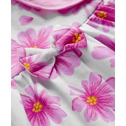 Babyhug Single Jersey Knit Half Sleeves Frock With Shrug With  Floral Print - Pink & White