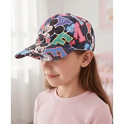 Babyhug Disney Cotton Woven Summer Cap with Mickey Mouse Graphic Blue - Diameter 17 cm