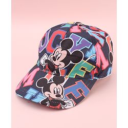 Babyhug Disney Cotton Woven Summer Cap with Mickey Mouse Graphic Blue - Diameter 17 cm