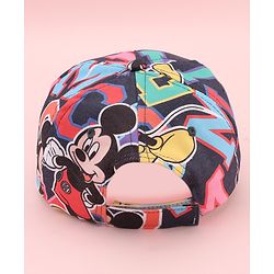 Babyhug Disney Cotton Woven Summer Cap with Mickey Mouse Graphic Blue - Diameter 17 cm