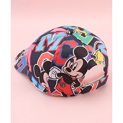 Babyhug Disney Cotton Woven Summer Cap with Mickey Mouse Graphic Blue - Diameter 17 cm