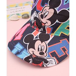 Babyhug Disney Cotton Woven Summer Cap with Mickey Mouse Graphic Blue - Diameter 17 cm