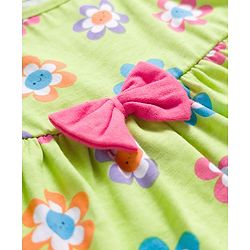 Babyhug Single Jersey Knit Sleeveless Frock With Floral Print & Bloomer - Light Green