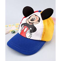 Babyhug Disney Cotton Woven Cap With Mickey Mouse Graphics Navy Blue - Diameter 19 cm