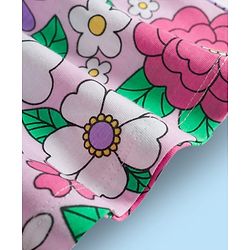 Babyhug Single Jersey Knit Frock & Half Sleeves Shrug With Floral Print - White & Pink
