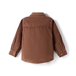 Babyhug  Cotton Woven Full Sleeve Solid Colour Corduroy Shirt with Bear Embroidery - Brown
