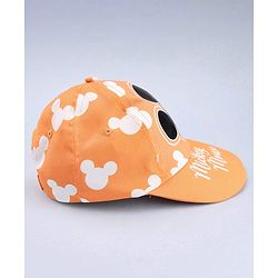 Babyhug Disney Cotton Woven Summer Cap With Mickey Mouse Graphics Yellow - Diameter 17 cm
