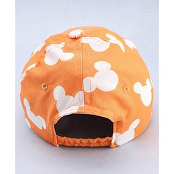 Babyhug Disney Cotton Woven Summer Cap With Mickey Mouse Graphics Yellow - Diameter 17 cm