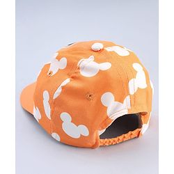 Babyhug Disney Cotton Woven Summer Cap With Mickey Mouse Graphics Yellow - Diameter 17 cm