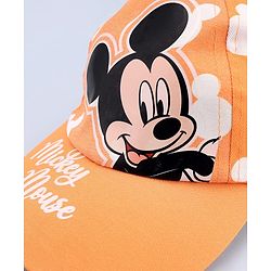 Babyhug Disney Cotton Woven Summer Cap With Mickey Mouse Graphics Yellow - Diameter 17 cm