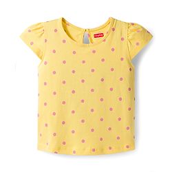 Babyhug 100% Cotton Knit Half Sleeves T-Shirts With Floral & Polka Dot Print Pack of 3 - Pink Navy Blue & Yellow