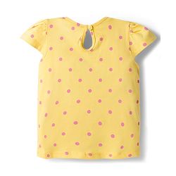 Babyhug 100% Cotton Knit Half Sleeves T-Shirts With Floral & Polka Dot Print Pack of 3 - Pink Navy Blue & Yellow