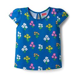 Babyhug 100% Cotton Knit Half Sleeves T-Shirts With Floral & Polka Dot Print Pack of 3 - Pink Navy Blue & Yellow