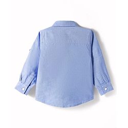 Babyhug Cotton Woven Full Sleeve Text Printed Cut & Sew Shirt - Blue