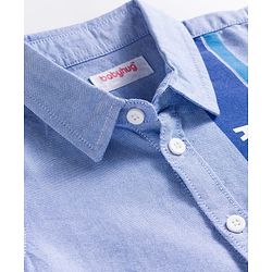 Babyhug Cotton Woven Full Sleeve Text Printed Cut & Sew Shirt - Blue