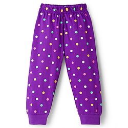 Babyhug Knit Full Sleeves Night Suit With Text Print - Purple