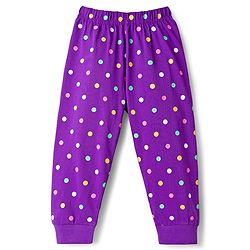 Babyhug Knit Full Sleeves Night Suit With Text Print - Purple