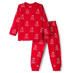 Babyhug Full Sleeves Co-ords Night Suit With Text Print - Red