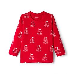 Babyhug Full Sleeves Co-ords Night Suit With Text Print - Red