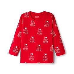 Babyhug Full Sleeves Co-ords Night Suit With Text Print - Red