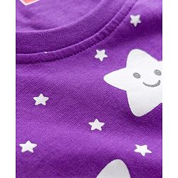 Babyhug Knit Full Sleeves Co-ords Night Suit With Star Print - Purple