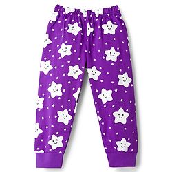 Babyhug Knit Full Sleeves Co-ords Night Suit With Star Print - Purple