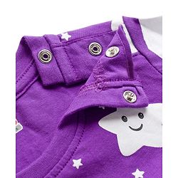 Babyhug Knit Full Sleeves Co-ords Night Suit With Star Print - Purple