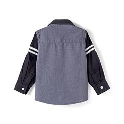 Babyhug 9-12m Boys Black & Grey Full Sleeve Regular Collar Solid Shirt